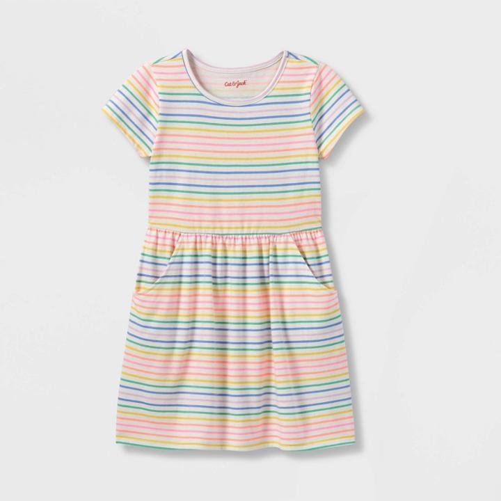 Girls' Printed Short Sleeve Knit Dress - Cat & Jack Xl Plus,