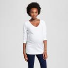 Maternity Long Sleeve Shirred T-shirt - Isabel Maternity By Ingrid & Isabel White M, Women's,