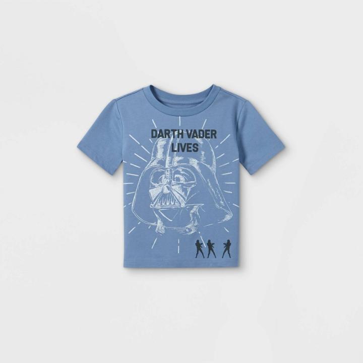 Toddler Boys' Star Wars Darth Vader Lives Short Sleeve Graphic T-shirt - Blue 2t - Disney