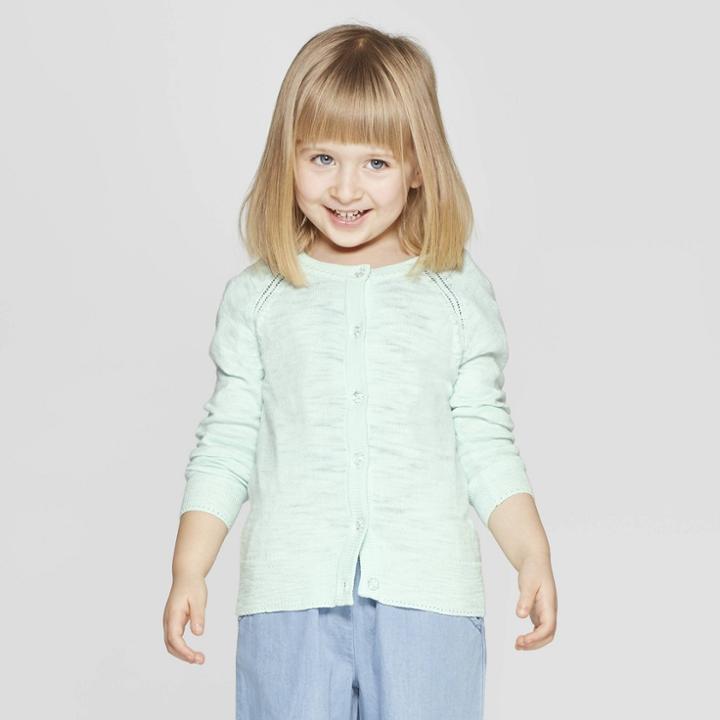 Toddler Girls' Long Sleeve Cardigan - Cat & Jack Green