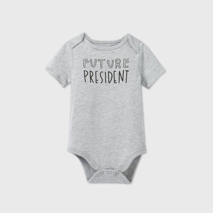 Baby Short Sleeve 'future President' Graphic Bodysuit - Cat & Jack Gray Newborn