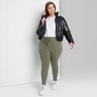 Women's Plus Size High-waisted Pocket Leggings - Wild Fable Olive Green