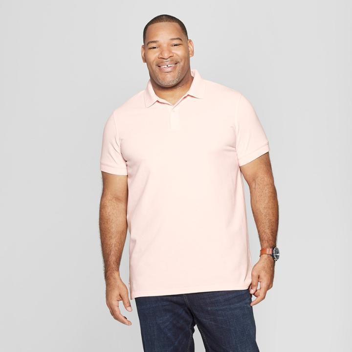 Men's Big & Tall Standard Fit Short Sleeve Pique Polo Shirt - Goodfellow & Co Pink Dust