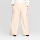 Women's Plus Size Mid-rise Wide Leg Pull-on Pants - Who What Wear Cream 14w, Women's, Ivory
