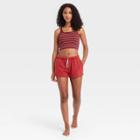 Women's Striped Scoop Neck Lounge Cropped Cami Tank Top - Colsie Red