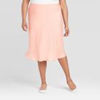 Women's Plus Size Satin Slip Skirt - A New Day Pink 1x, Women's,