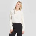 Women's Long Sleeve Scarf Crewneck Blouse - Who What Wear Cream Xs, Women's, Ivory