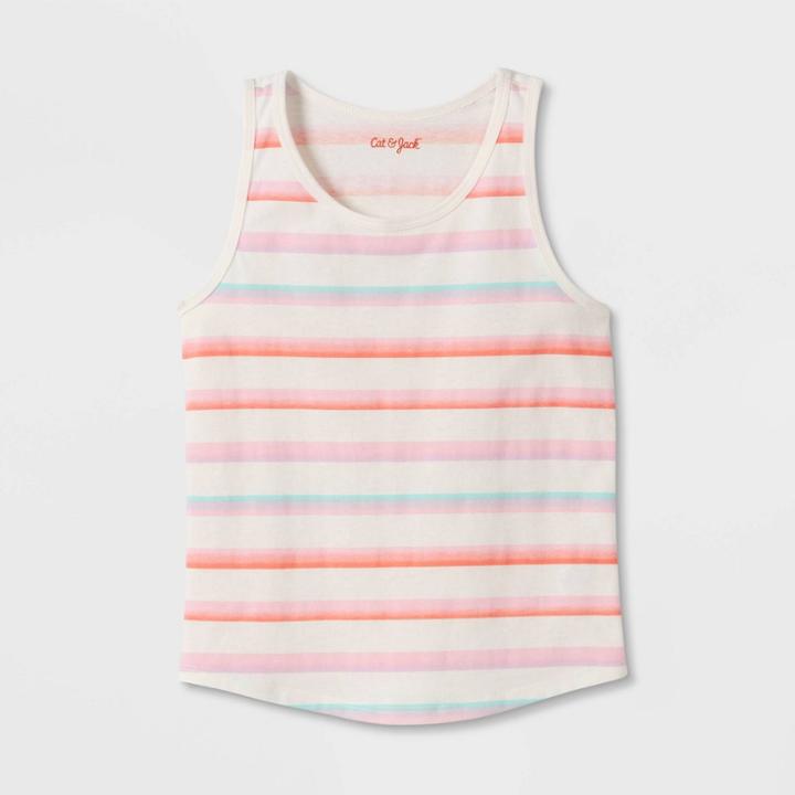 Girls' Printed Striped Tank Top - Cat & Jack Cream