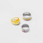 Cherry And Simulated Pearl Ring Set 3pc - Wild Fable , Red/white