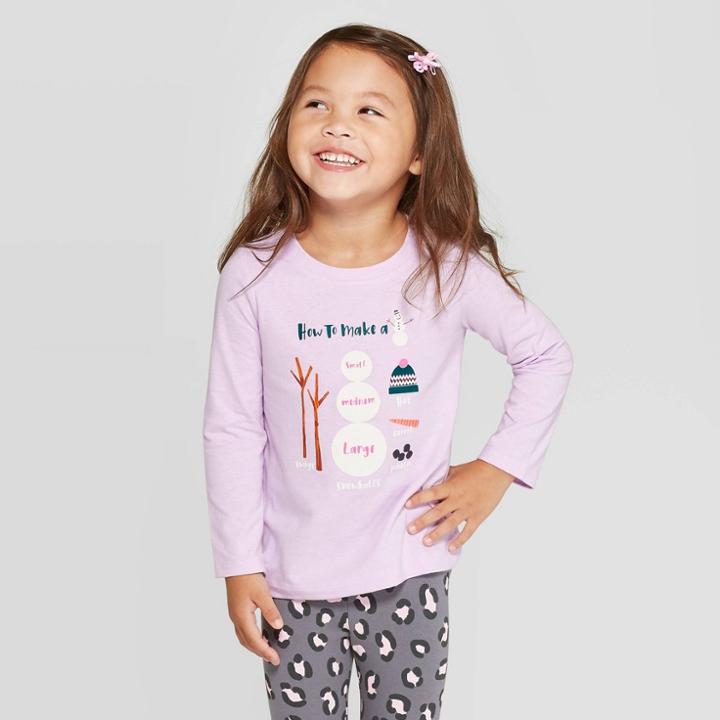 Toddler Girls' Long Sleeve 'snowman' T-shirt - Cat & Jack Purple