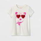 Girls' 'valentine's Day Cheetah' Short Sleeve Graphic T-shirt - Cat & Jack Cream