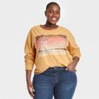Women's Mtv Plus Size Neon Sign Long Sleeve Graphic T-shirt - Yellow