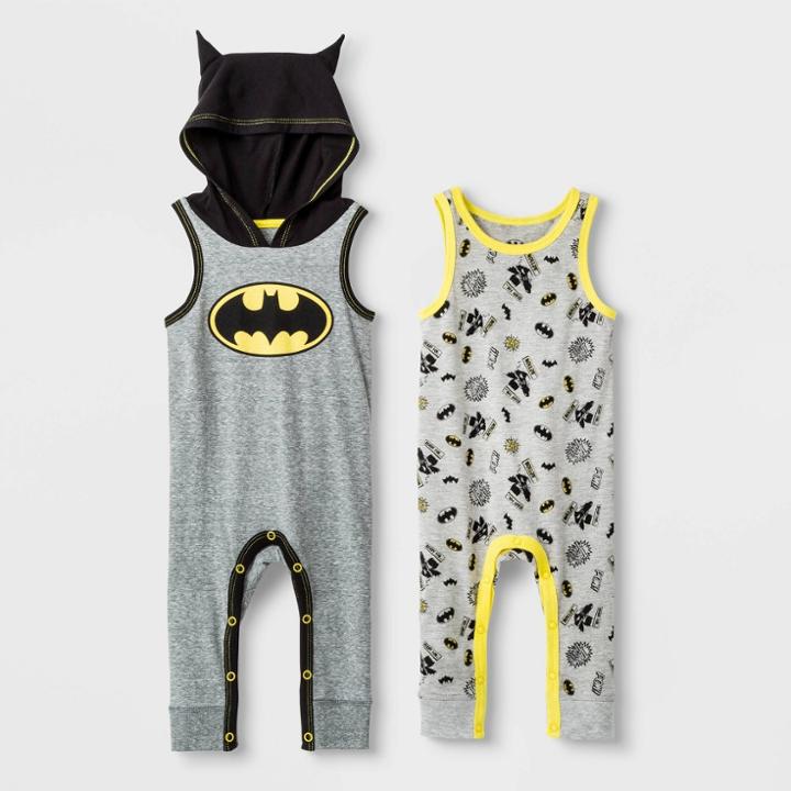 Baby Boys' Dc Comics 2pk Batman Rompers - 0-3m, Boy's,