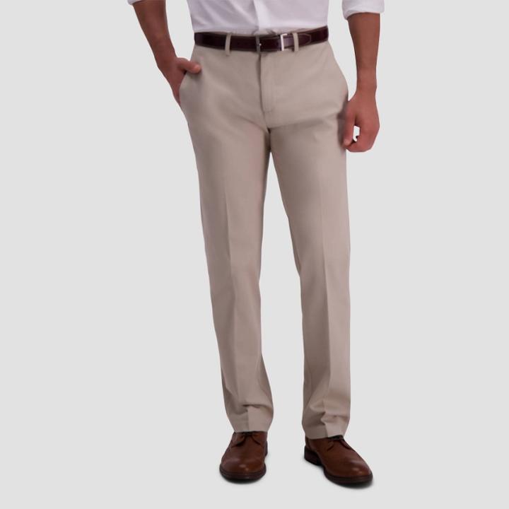Haggar Men's Premium No Iron Straight Fit Flat Front Casual Pants - Sand 30x30,