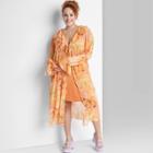 Women's Plus Size Ruffle Duster Jacket - Wild Fable Orange Floral