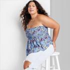 Women's Plus Size Scarf Tube Top - Wild Fable Blue Butterfly