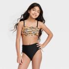 Girls' 2pc Sketchy Tiger High-waist Bikini Set - Art Class Black