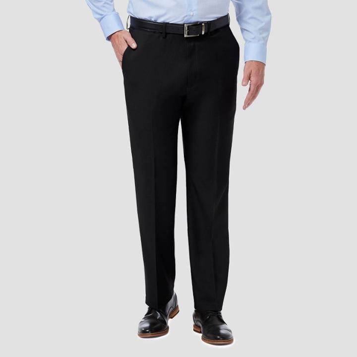Haggar Men's Big & Tall Premium Comfort Classic Fit Flat Front Dress Pants - Black