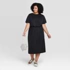 Women's Plus Size Short Sleeve Crewneck T-shirt Dress - A New Day Black 1x, Women's,