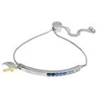 Distributed By Target Women's Adjustable Bracelet With Blue Swarovski Crystal In Silver Plate - Blue