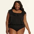 Target Plus Size Dreamsuit By Miracle Brands Women's Plus Slimming Control Blouson Off The Shoulder One Piece Swimsuit - Black