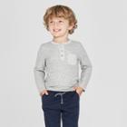 Toddler Boys' Long Sleeve Henley Shirt With Pocket - Cat & Jack Gray