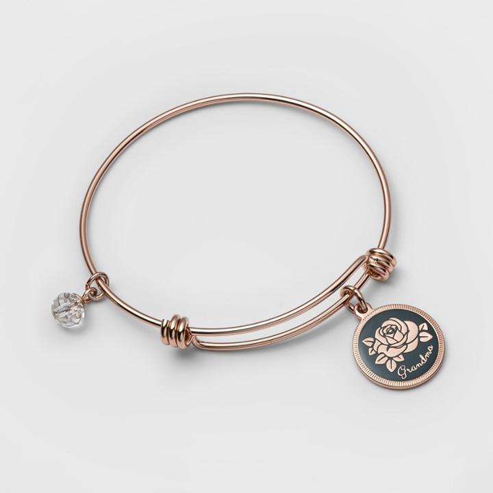Target Stainless Steel Grandma Your Love Makes All Things Blossom Bangle Bracelet (8) - Rose Gold, Women's, Pink