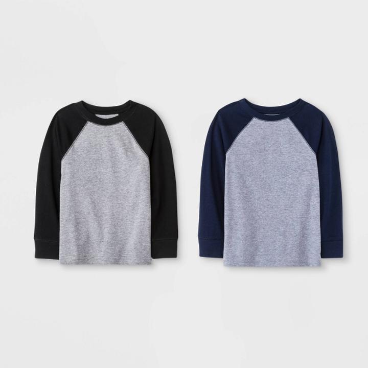 Toddler Boys' 2pk Long Sleeve T-shirts - Cat & Jack Navy/black 4t, Boy's, Blue