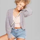 Women's Cropped Button Front Bubble Sleeve Cardigan - Wild Fable Gray