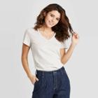 Women's Relaxed Fit Short Sleeve V-neck T-shirt - Universal Thread Heather Cream Xs, Women's, Grey Ivory