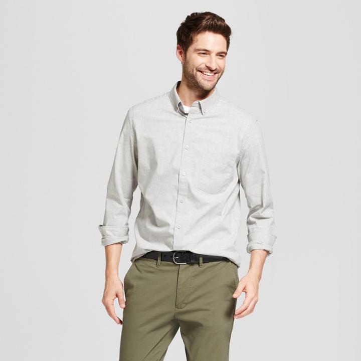 Men's Standard Fit Northrop Poplin Button-down Shirt - Goodfellow & Co Heather Gray