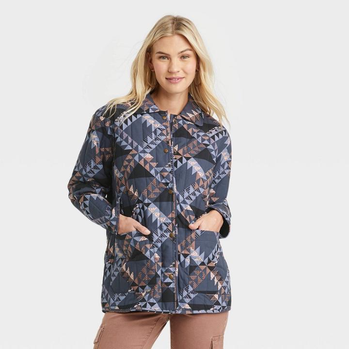 Women's Woven Quilted Jacket - Universal Thread Blue