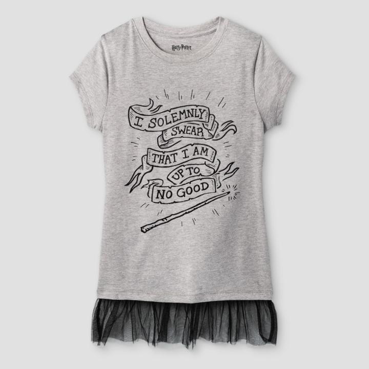 Girls' Harry Potter T-shirt - Athletic Heather Xl (14-16), Size: Xl(14-16), Gray