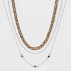 Multi Evil Eye And Woven Chain Layered Necklace Set 3pc - Wild Fable