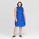 Women's Plus Size Sleeveless Shirtdress - Who What Wear Blue