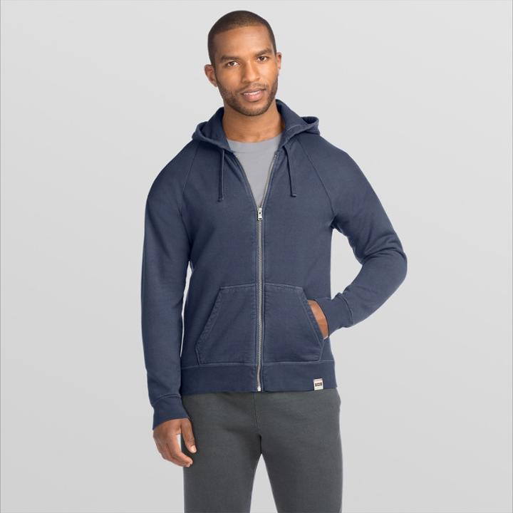 Hanes 1901 Men's Raglan Fleece Full-zip Hooded Sweatshirt - Navy (blue)