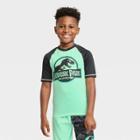 Boys' Jurassic Park Short Sleeve Rash Guard Swimsuit Top - Green