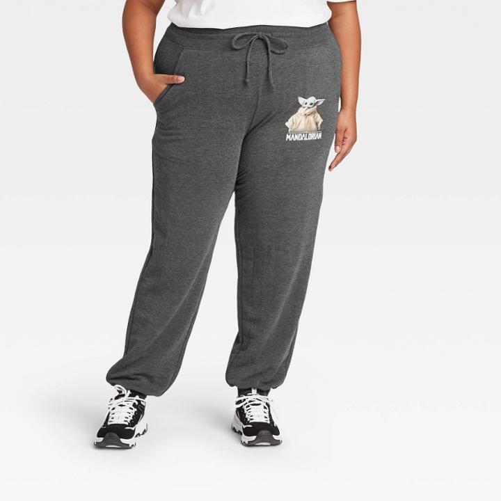 Women's Star Wars Mandalorian Baby Yoda Jogger Pants - Charcoal Heather