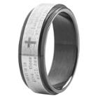 Men's West Coast Jewelry Blackplated Stainless Steel Lord's Prayer Spinner Ring (8), Black