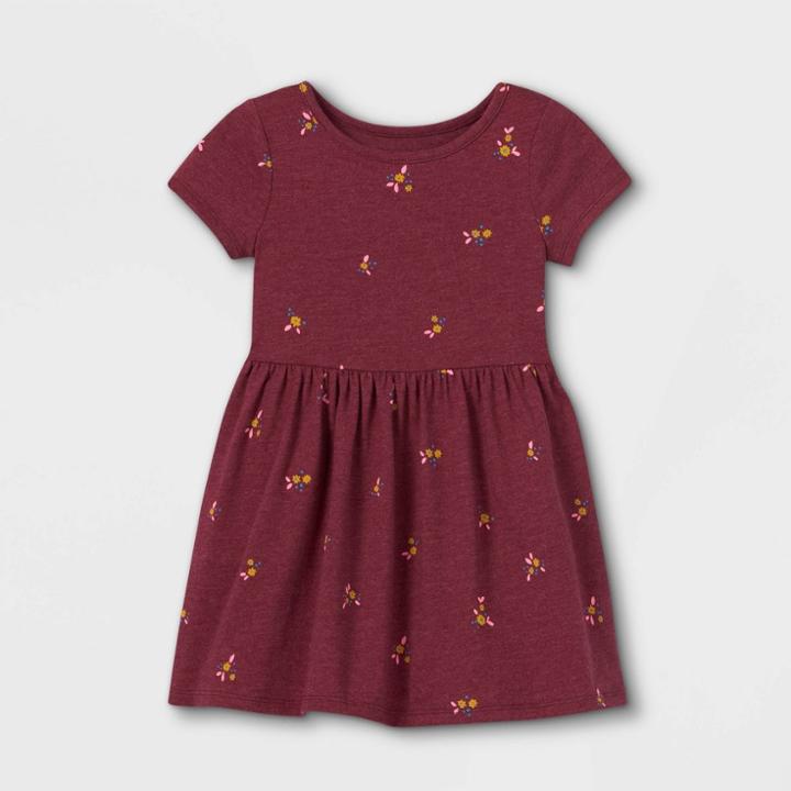 Toddler Girls' Knit Short Sleeve Dress - Cat & Jack Burgundy