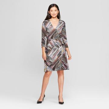 Women's Printed Knit Wrap Dress - Spenser Jeremy - Purple S,