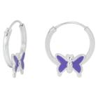 Target Girls' Sterling Silver Endless Hoop With Purple Enamel Butterfly
