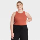 Women's Plus Size Slim Fit Rib Tank Top - A New Day Rust