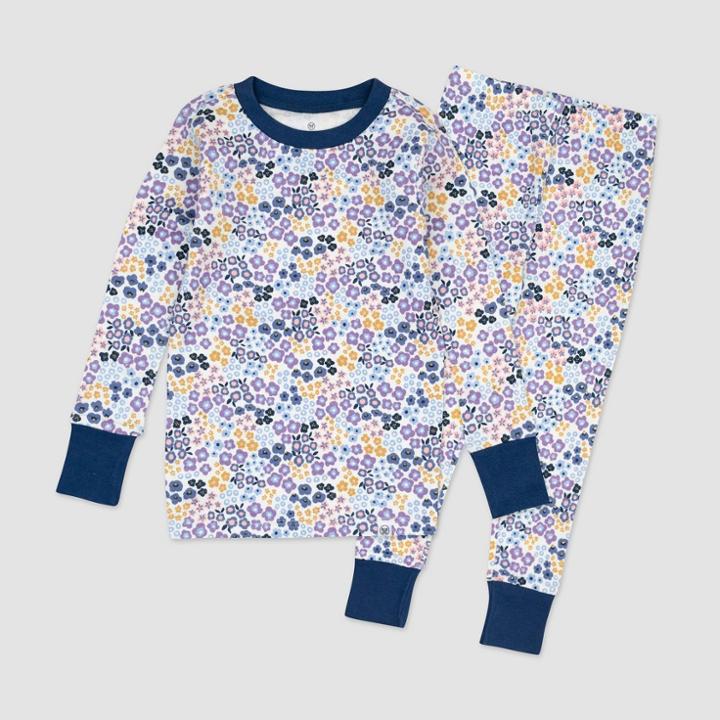 Honest Baby Toddler Girls' 2pc Fall Flowers Pajama Set - Purple