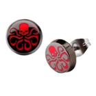 Marvel Hydra Logo Stainless Steel Stud Earrings - Black/red, Kids Unisex