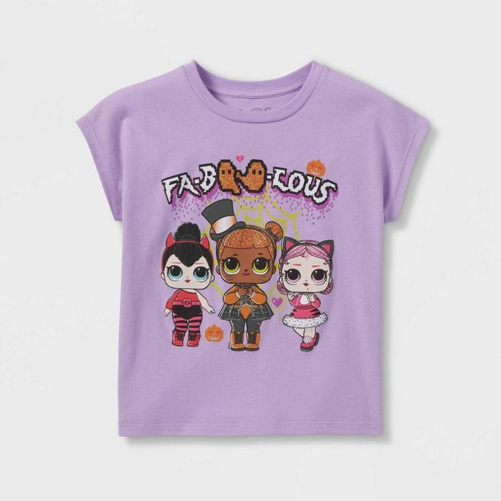 L.o.l. Surprise! Girls' Lol Surprise 'fa-boo-lous' Halloween Boxy Graphic T-shirt - Purple