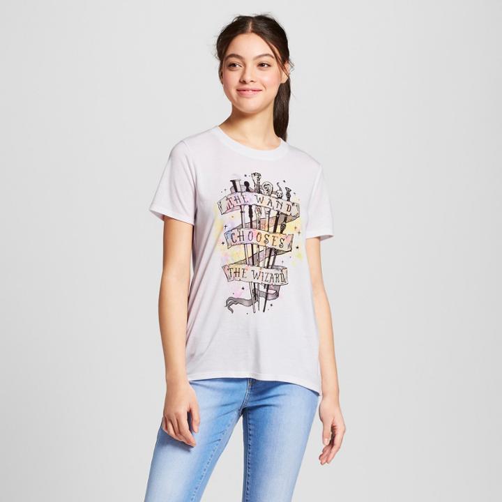 Women's Harry Potter The Wand Chooses You Short Sleeve Crew Neck T-shirt (juniors') White