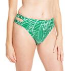Women's Linear Floral Print Mid Waist Cutout Bikini Bottom - Tabitha Brown For Target Green Xxs