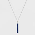 Silver Plated Stone Bar Necklace - A New Day Blue/gold, Girl's