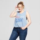 Women's Plus Size Born To Be Wild Destructed Graphic Tank Top - Lyric Culture (juniors') Blue